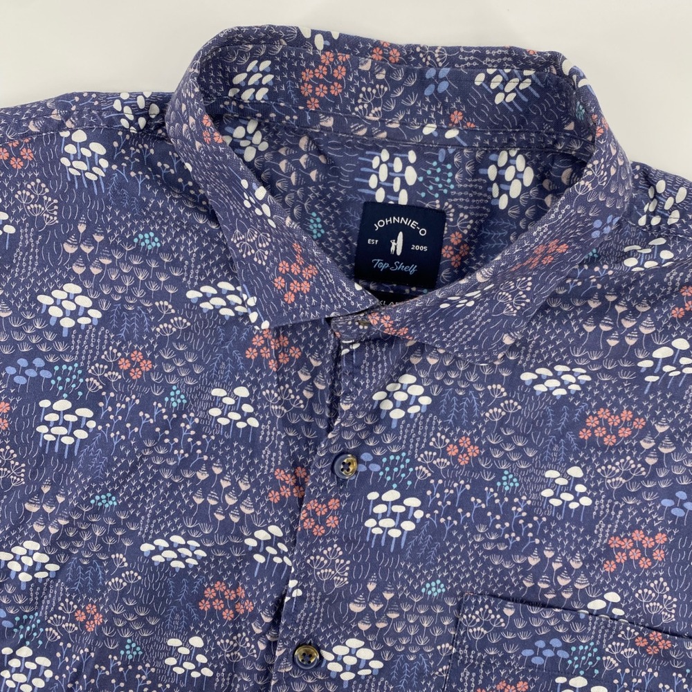 JOHNNIE-O Mens XXL Top Shelf Short Sleeve Button Down Shirt Navy Floral